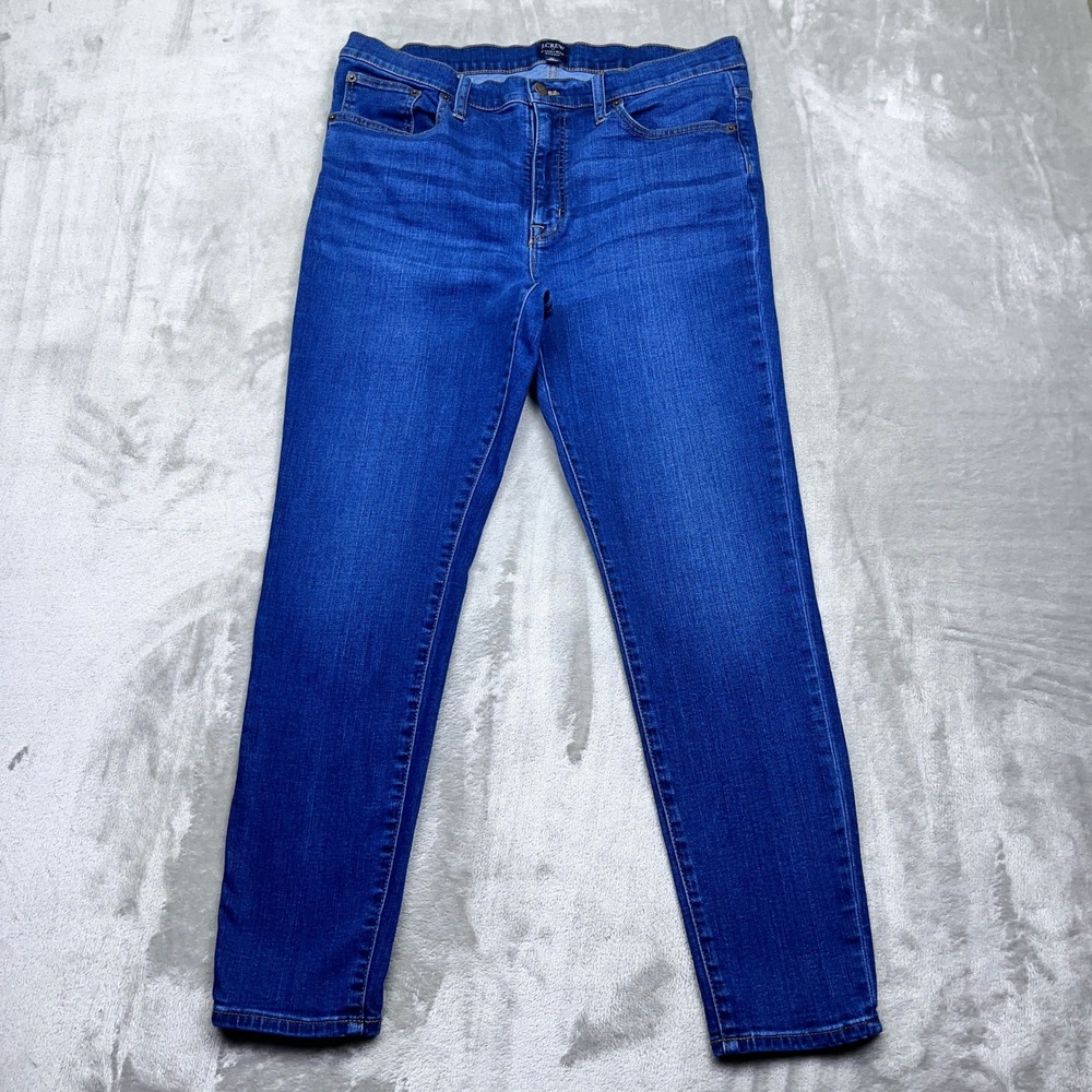 J. Crew 9" High Rise Skinny Jeans Dark Wash Denim Women's Sz 32 Grunge Western